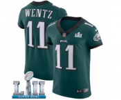Men's Nike Philadelphia Eagles #11 Carson Wentz Midnight Green Team Color Vapor Untouchable Elite Player Super Bowl LII NFL Jersey