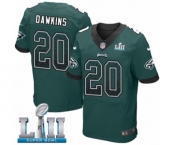 Men's Nike Philadelphia Eagles #20 Brian Dawkins Elite Midnight Green Home Drift Fashion Super Bowl LII NFL Jersey