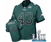Men's Nike Philadelphia Eagles #43 Darren Sproles Elite Midnight Green Drift Fashion Super Bowl LII NFL Jersey