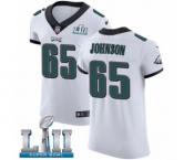 Men's Nike Philadelphia Eagles #65 Lane Johnson White Vapor Untouchable Elite Player Super Bowl LII NFL Jersey