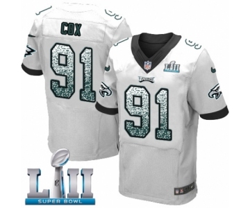 Men's Nike Philadelphia Eagles #91 Fletcher Cox Elite White Road Drift Fashion Super Bowl LII NFL Jersey