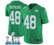 Men's Nike Philadelphia Eagles #48 Wes Hopkins Limited Green Rush Vapor Untouchable Super Bowl LII NFL Jersey