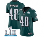 Men's Nike Philadelphia Eagles #48 Wes Hopkins Midnight Green Team Color Vapor Untouchable Limited Player Super Bowl LII NFL Jersey