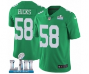 Men's Nike Philadelphia Eagles #58 Jordan Hicks Limited Green Rush Vapor Untouchable Super Bowl LII NFL Jersey