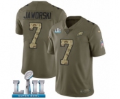 Men's Nike Philadelphia Eagles #7 Ron Jaworski Limited Olive Camo 2017 Salute to Service Super Bowl LII NFL Jersey