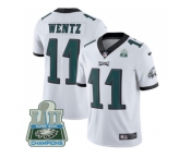 Nike Philadelphia Eagles #11 Carson Wentz White Super Bowl LII Champions Men Stitched NFL Vapor Untouchable Limited Jersey