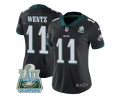 Womens Nike Philadelphia Eagles #11 Carson Wentz Black Alternate Super Bowl LII Champions Stitched NFL Vapor Untouchable Limited Jersey