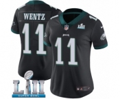 Women's Nike Philadelphia Eagles #11 Carson Wentz Black Alternate Vapor Untouchable Limited Player Super Bowl LII NFL Jersey