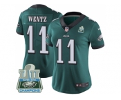 Womens Nike Philadelphia Eagles #11 Carson Wentz Midnight Green Team Color Super Bowl LII Champions Stitched NFL Vapor Untouchable Limited Jersey