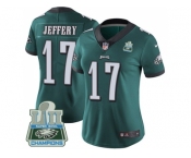 Womens Nike Philadelphia Eagles #17 Alshon Jeffery Midnight Green Team Color Super Bowl LII Champions Stitched NFL Vapor Untouchable Limited Jersey
