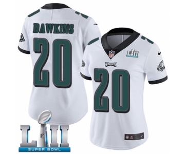 Women's Nike Philadelphia Eagles #20 Brian Dawkins White Vapor Untouchable Limited Player Super Bowl LII NFL Jersey