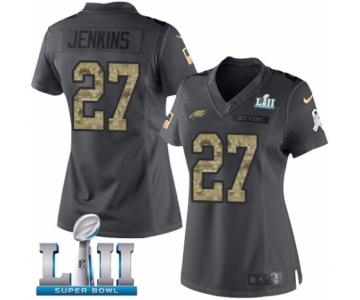 Women's Nike Philadelphia Eagles #27 Malcolm Jenkins Limited Black 2016 Salute to Service Super Bowl LII NFL Jersey