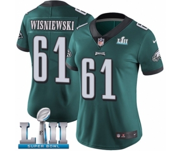 Women's Nike Philadelphia Eagles #61 Stefen Wisniewski Midnight Green Team Color Vapor Untouchable Limited Player Super Bowl LII NFL Jersey