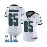 Women's Nike Philadelphia Eagles #65 Lane Johnson White Vapor Untouchable Limited Player Super Bowl LII NFL Jersey