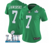 Women's Nike Philadelphia Eagles #7 Ron Jaworski Limited Green Rush Vapor Untouchable Super Bowl LII NFL Jerse