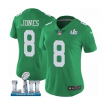 Women's Nike Philadelphia Eagles #8 Donnie Jones Limited Green Rush Vapor Untouchable Super Bowl LII NFL Jersey