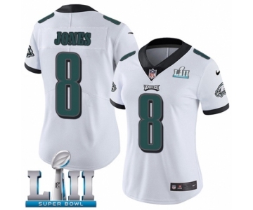 Women's Nike Philadelphia Eagles #8 Donnie Jones White Vapor Untouchable Limited Player Super Bowl LII NFL Jersey
