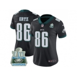 Womens Nike Philadelphia Eagles #86 Zach Ertz Black Alternate Super Bowl LII Champions Stitched NFL Vapor Untouchable Limited Jersey