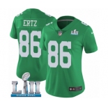 Women's Nike Philadelphia Eagles #86 Zach Ertz Limited Green Rush Vapor Untouchable Super Bowl LII NFL Jersey