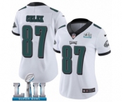 Women's Nike Philadelphia Eagles #87 Brent Celek White Vapor Untouchable Limited Player Super Bowl LII NFL Jersey