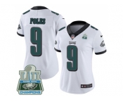 Womens Nike Philadelphia Eagles #9 Nick Foles White Super Bowl LII Champions Stitched NFL Vapor Untouchable Limited Jersey