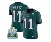 Youth Nike Philadelphia Eagles #11 Carson Wentz Midnight Green Team Color Super Bowl LII Champions Stitched NFL Vapor Untouchable Limited Jersey
