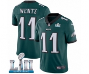 Youth Nike Philadelphia Eagles #11 Carson Wentz Midnight Green Team Color Vapor Untouchable Limited Player Super Bowl LII NFL Jersey