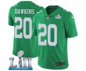 Youth Nike Philadelphia Eagles #20 Brian Dawkins Limited Green Rush Vapor Untouchable Super Bowl LII NFL Jersey
