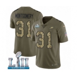 Youth Nike Philadelphia Eagles #31 Wilbert Montgomery Limited Olive Camo 2017 Salute to Service Super Bowl LII NFL Jersey