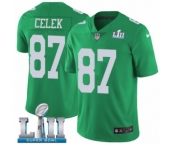 Youth Nike Philadelphia Eagles #87 Brent Celek Limited Green Rush Vapor Untouchable Super Bowl LII NFL Jersey