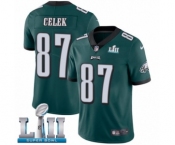 Youth Nike Philadelphia Eagles #87 Brent Celek Midnight Green Team Color Vapor Untouchable Limited Player Super Bowl LII NFL Jersey