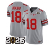 Men's Ohio State Buckeyes #18 Will Howard Grey 2025 CFP Final Patch F.U.S.E. Vapor Limited Stitched Football Jersey