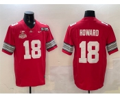 Men's Ohio State Buckeyes #18 Will Howard Red 2025 CFP Final With National Champions Patch F.U.S.E. Vapor Limited Stitched Football Jersey