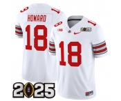Men's Ohio State Buckeyes #18 Will Howard White 2025 CFP Final Patch F.U.S.E. Vapor Limited Stitched Football Jersey