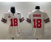 Men's Ohio State Buckeyes #18 Will Howard White 2025 CFP Final With National Champions Patch F.U.S.E. Vapor Limited Stitched Football Jersey