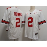 Men's Ohio State Buckeyes #2 Caleb Downs White FUSE College Football Jersey