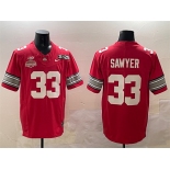 Men's Ohio State Buckeyes #33 Jack Sawyer Red 2025 CFP Final With National Champions Patch F.U.S.E. Vapor Limited Stitched Football Jersey