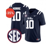 Men's Ole Miss Rebels #10 Eli Manning Navy F.U.S.E. Stitched Jersey