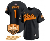 Men's Tennessee Volunteers #1 Christian Moore Black 2024 Champions Vapor Limited Stitched Jersey