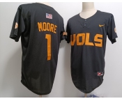 Men's Tennessee Volunteers #1 Christian Moore Grey With Patch Stitched Baseball Jersey