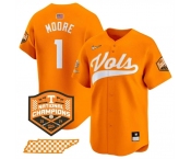 Men's Tennessee Volunteers #1 Christian Moore Orange 2024 Champions Vapor Limited Stitched Jersey