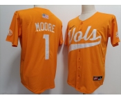 Men's Tennessee Volunteers #1 Christian Moore Orange Stitched Jersey