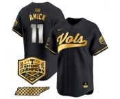 Men's Tennessee Volunteers #11 Billy Amick Black Gold 2024 Champions Vapor Limited Stitched Jersey