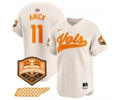 Men's Tennessee Volunteers #11 Billy Amick Cream 2024 Champions Vapor Limited Stitched Jersey
