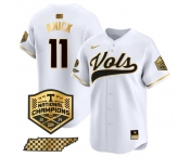 Men's Tennessee Volunteers #11 Billy Amick White Gold 2024 Champions Vapor Limited Stitched Jersey