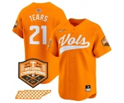 Men's Tennessee Volunteers #21 Kavares Tears Orange 2024 Champions Vapor Limited Stitched Jersey