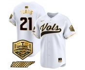 Men's Tennessee Volunteers #21 Kavares Tears White Gold 2024 Champions Vapor Limited Stitched Jersey