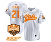 Men's Tennessee Volunteers #21 Kavares Tears White Pinstripe 2024 Champions Vapor Limited Stitched Jersey