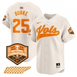 Men's Tennessee Volunteers #25 Blake Burke Cream 2024 Champions Vapor Limited Stitched Jersey