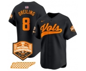 Men's Tennessee Volunteers #8 Dylan Dreiling Black 2024 Champions Vapor Limited Baseball Stitched Jersey